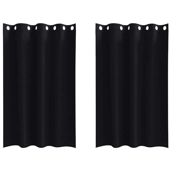 vidaXL Závěsy na zatemnění s kroužky 2 pcs Černá 175 x 140 cm