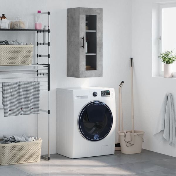 vidaXL N&aacute;stěnn&aacute; skř&iacute;ňka betonově &scaron;ed&aacute; 34,5 x 34 x 90 cm