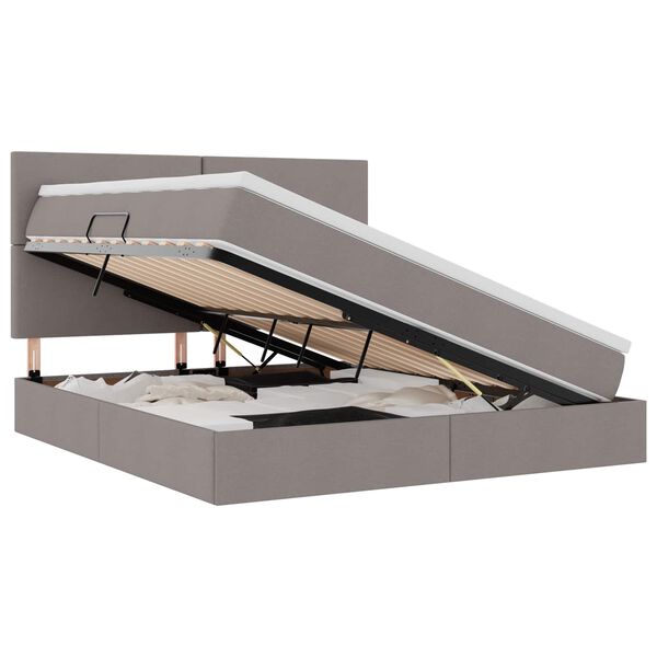 vidaXL Postel s &uacute;ložn&yacute;m prostorem a matrac&iacute; s čelo Taupe 180 x 200 cm