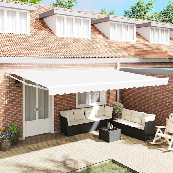 vidaXL Budsorovateln&eacute; zastře&scaron;en&iacute; B&iacute;l&aacute; 500 &times; 300 cm Textil a kov