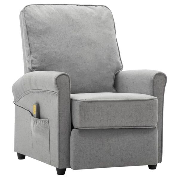 vidaXL Elektrick&eacute; mas&aacute;žn&iacute; křeslo světle &scaron;ed&eacute; textil