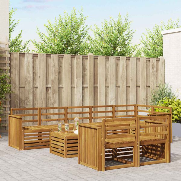 vidaXL Sedac&iacute; soupravy 9 pcs Př&iacute;rodn&iacute; Masivn&iacute; ak&aacute;tov&eacute; dřevo