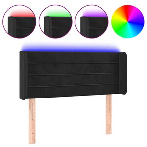 vidaXL Čelo postele s LED čern&eacute; 83 x 16 x 78/88 cm samet