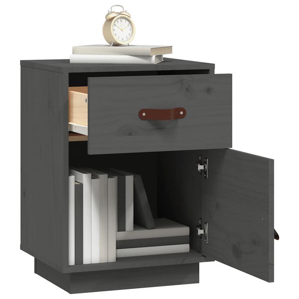 vidaXL Noční stolek šedý 40 x 34 x 55 cm masivní borové dřevo