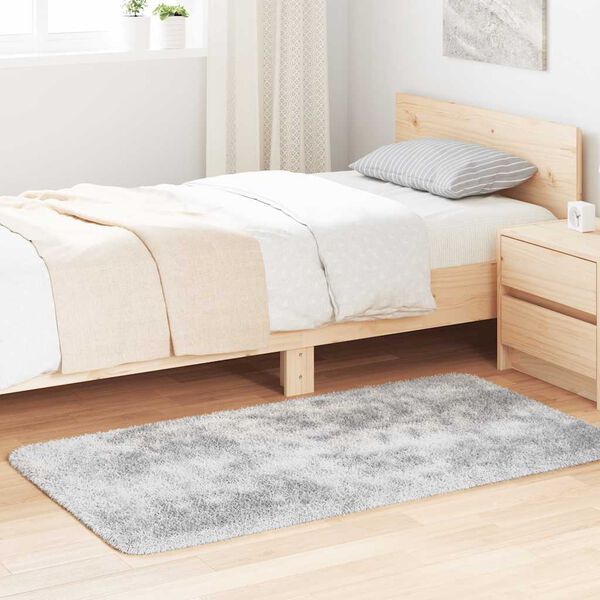 vidaXL Koberec Shaggy s vysok&yacute;m vlasem NAVARRA stř&iacute;bro&scaron;ed&yacute; 80x150 cm