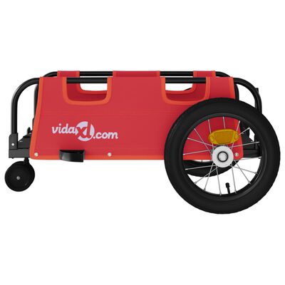 vidaXL Vozík za kolo červený oxfordská tkanina a železo