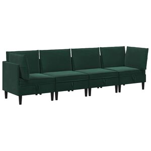 vidaXL Sada n&aacute;bytku do ob&yacute;vac&iacute;ho pokoje 4 pcs Tmavě zelen&aacute; Samet