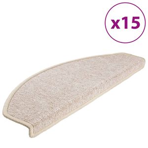 vidaXL Schodov&eacute; rohože 15 ks 65 x 24 x 4 cm b&eacute;žov&eacute;, půlkulat&eacute;, velk&eacute;