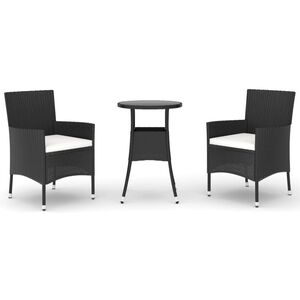 vidaXL 3d&iacute;ln&yacute; zahradn&iacute; bistro set s podu&scaron;kami čern&yacute; polyratan