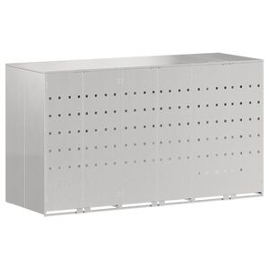vidaXL Úložný box na 3 popelnice Stříbrná 340 x 77,5 x 115,5 cm