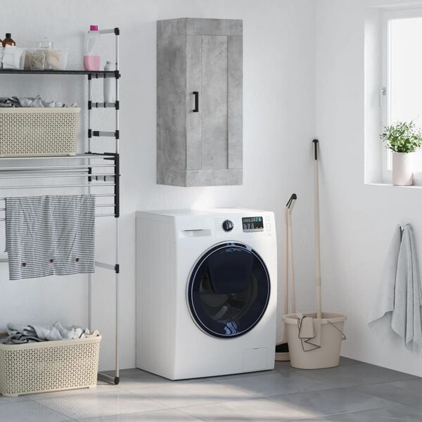 vidaXL N&aacute;stěnn&aacute; skř&iacute;ňka betonově &scaron;ed&aacute; 34,5x34x90 cm kompozitn&iacute; dřevo