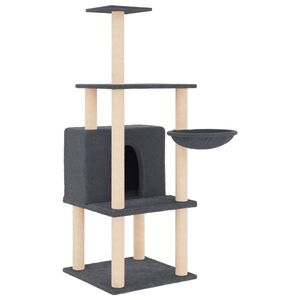 vidaXL &Scaron;krabadlo pro kočky se sisalov&yacute;mi sloupky tmavě &scaron;ed&eacute; 132 cm