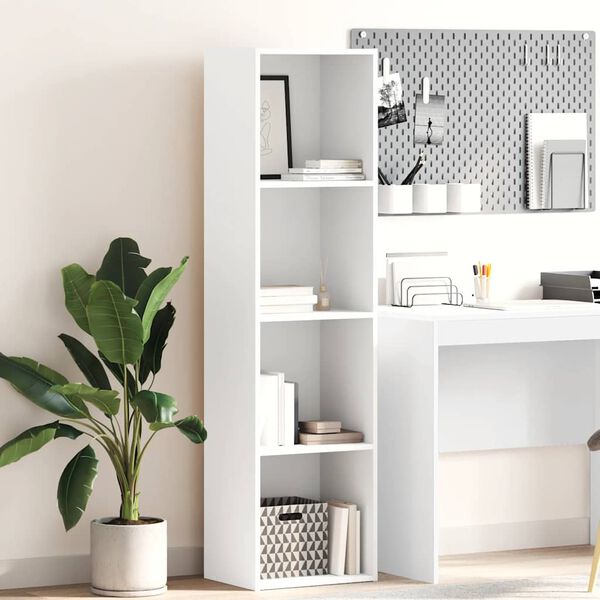 vidaXL Knihovna b&iacute;l&aacute; 40 x 30 x 152 cm kompozitn&iacute; dřevo