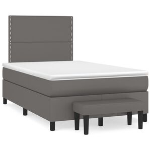 vidaXL Box spring postel s matrac&iacute; &scaron;ed&aacute; 120x200 cm uměl&aacute; kůže