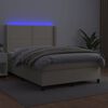 vidaXL Box spring postel s matrací a LED krémová 140x190 cm umělá kůže