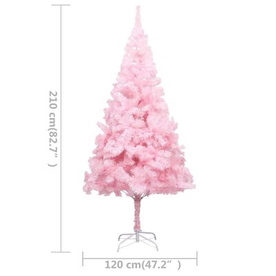 vidaXL Umělý vánoční strom s LED diody a stojanem růžový 210 cm PVC