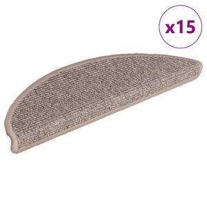 vidaXL Schodov&eacute; rohože 15 ks 56 x 17 x 3 cm tmavě b&eacute;žov&eacute;, půlkulat&eacute;