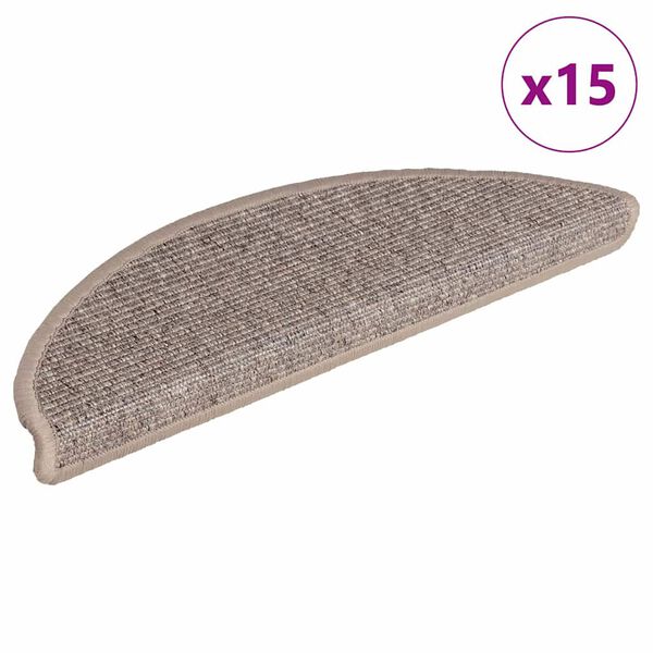 vidaXL Schodov&eacute; rohože 15 ks 56 x 17 x 3 cm tmavě b&eacute;žov&eacute;, půlkulat&eacute;