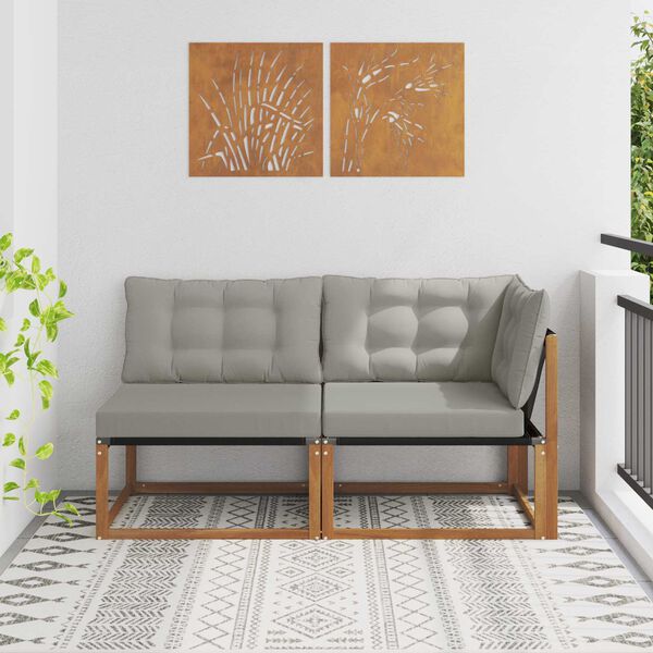 vidaXL Venkovn&iacute; prostředn&iacute; a rohov&aacute; pohovka s pol&scaron;t&aacute;řem 2 Kus Př&iacute;rodn&iacute;