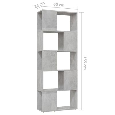 vidaXL Knihovna / dělicí stěna betonově šedá 60 x 24 x 155 cm