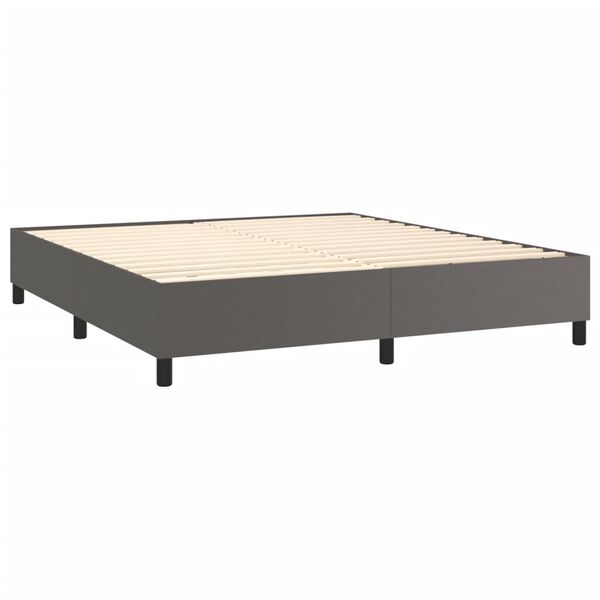 vidaXL Box spring postel s matrac&iacute; &scaron;ed&aacute; 180x200 cm uměl&aacute; kůže