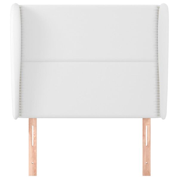 vidaXL Čelo postele typu u&scaron;&aacute;k b&iacute;l&eacute; 93 x 23 x 118/128 cm uměl&aacute; kůže