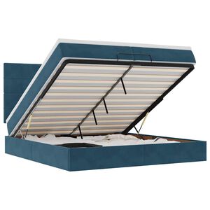 vidaXL Osmansk&yacute; r&aacute;m postele s matrac&iacute; tmavě modr&yacute; 200x200cm samet