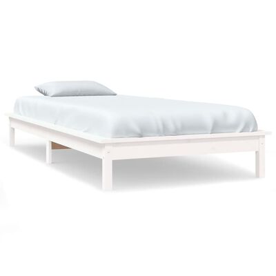 vidaXL Rám postele bílý 90 x 190 cm Single masivní borovice