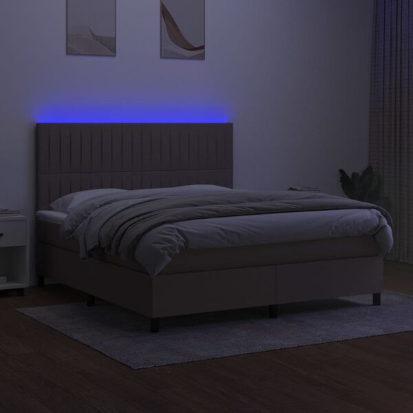 vidaXL Box spring postel s matrac&iacute; a LED taupe 180x200 cm textil