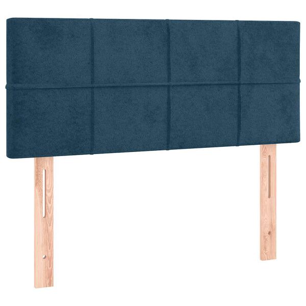 vidaXL Čelo postele s LED tmavě modr&eacute; 100x5x78/88 cm samet