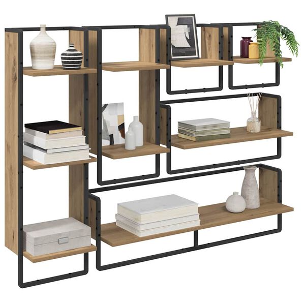 vidaXL Sada nástěnných polic 6 pcs Artisanový dub 100 x 25 x 30 cm