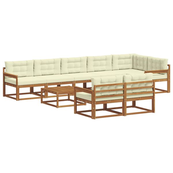 vidaXL Venkovn&iacute; pohovkov&aacute; souprava 9 pcs Přirozen&aacute; a Kr&eacute;mov&aacute;