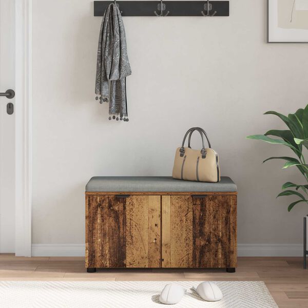 vidaXL Chodbičkov&aacute; lavice s pol&scaron;t&aacute;řem Star&eacute; dřevo 80 x 46 x 46 cm