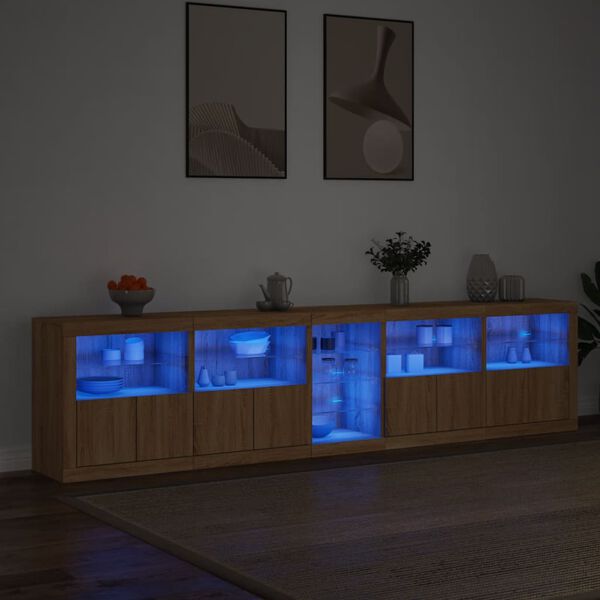 vidaXL Příborník s LED osvětlením dub sonoma 283 x 37 x 67 cm