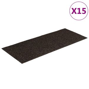 vidaXL Schodov&eacute; rohože samolepic&iacute; 15 ks 60 x 25 cm tmavě hněd&eacute; obd&eacute;ln&iacute;kov&eacute;