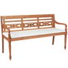 vidaXL Zahradní lavice Batavia s poduškou 150 cm teak