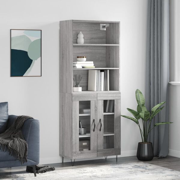 vidaXL Skř&iacute;ň highboard &scaron;ed&aacute; sonoma 69,5 x 34 x 180 cm kompozitn&iacute; dřevo