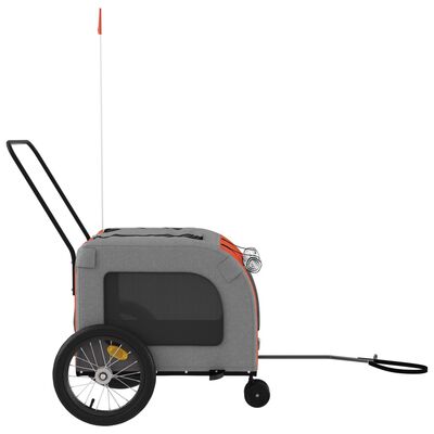 vidaXL Vozík za kolo pro psa oranžový a šedý oxfordská tkanina/železo