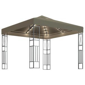 vidaXL Alt&aacute;n se světeln&yacute;mi LED řetězy 3 x 3 m taupe textil