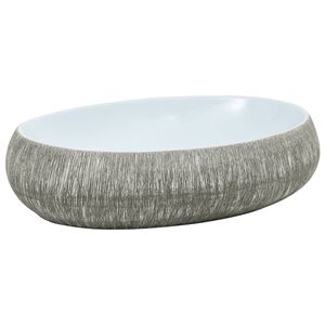 vidaXL Umyvadlo na desku &scaron;ed&eacute; a modr&eacute; ov&aacute;ln&eacute; 59 x 40 x 15 cm keramika
