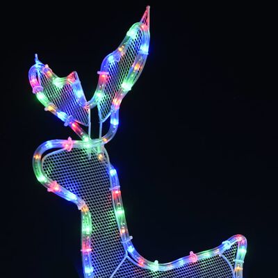 vidaXL Vánoční světelná dekorace vyplétaný sob se sáněmi 432 LED diod