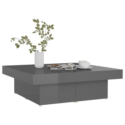 vidaXL Konferenční stolek šedý vysoký lesk 90 x 90 x 28 cm dřevotříska