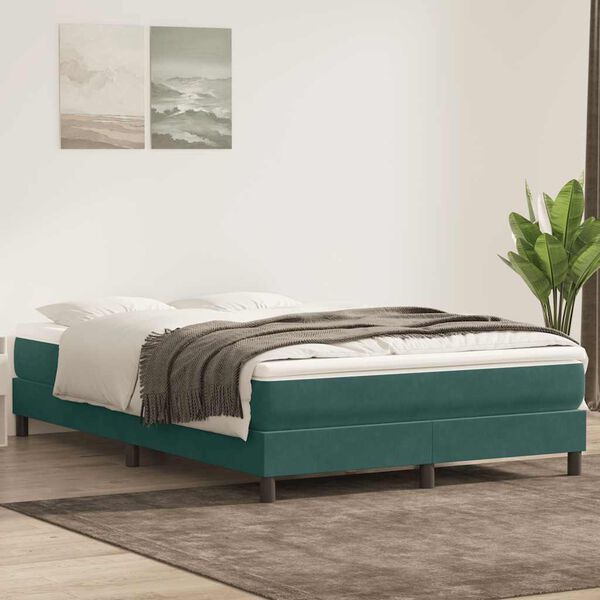 vidaXL Box spring postel s matrac&iacute; tmavě zelen&aacute; 160x210 cm samet