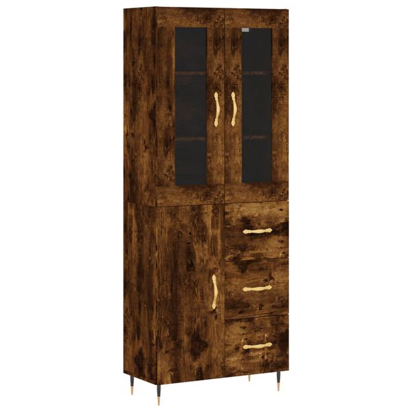 vidaXL Skř&iacute;ň highboard kouřov&yacute; dub 69,5 x 34 x 180 cm kompozitn&iacute; dřevo