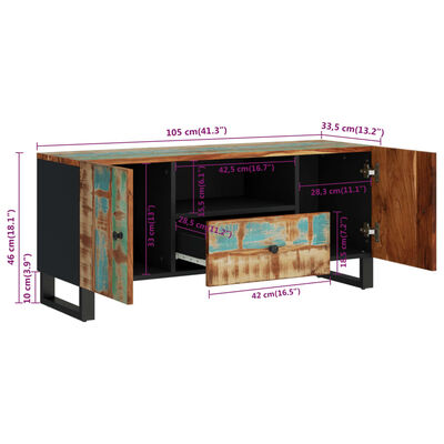 vidaXL TV skříňka 105x33,5x46 cm masivní recyklované dřevo a kompozit