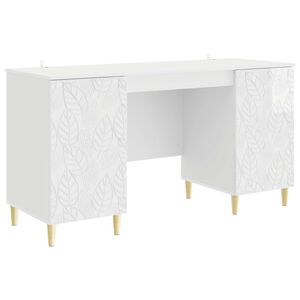 vidaXL Stůl B&iacute;l&aacute; s vysok&yacute;m leskem 142,5 x 50 x 75 cm Kompozitn&iacute; dřevo