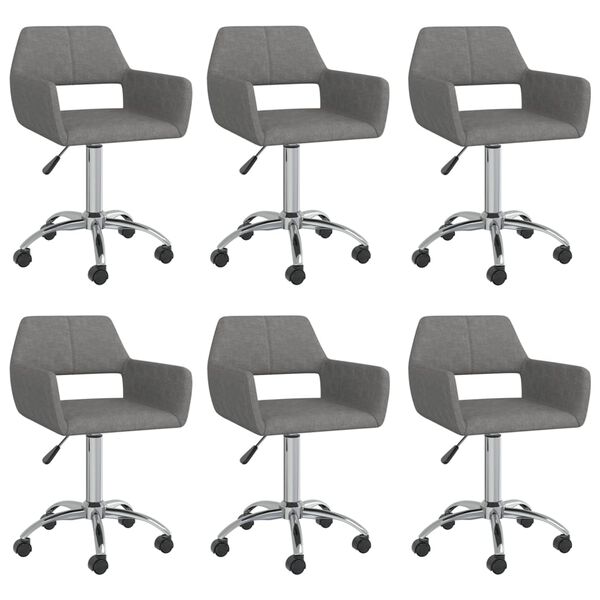 vidaXL Otočn&eacute; j&iacute;deln&iacute; židle 6 ks světle &scaron;ed&eacute; textil