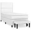 vidaXL Box spring postel s matrac&iacute; b&iacute;l&aacute; 100x200 cm uměl&aacute; kůže