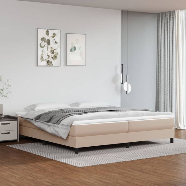 vidaXL Box spring postel s matrac&iacute; cappuccino 200 x 200 cm uměl&aacute; kůže