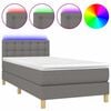 vidaXL Box spring postel s matrac&iacute; a LED tmavě &scaron;ed&aacute; 100x200 cm textil